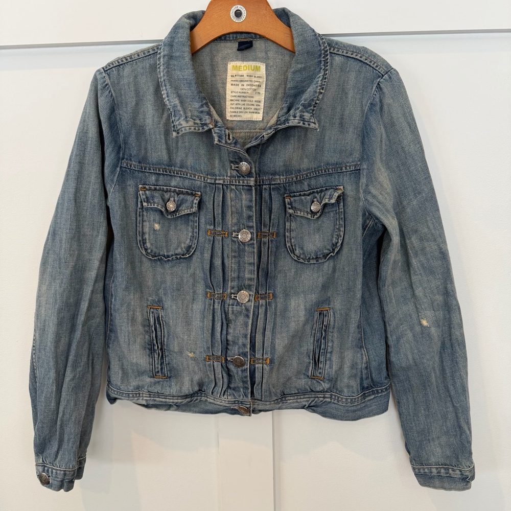 J. Crew Women's‎ Denim Jean Jacket Distressed Button Down 100% Cotton M